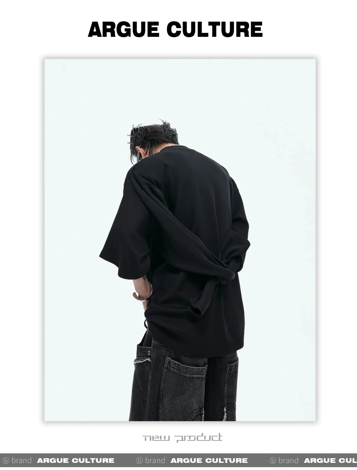 Deconstructed Two-Layer Crewneck Sweatshirt | ARGUE - description image 7