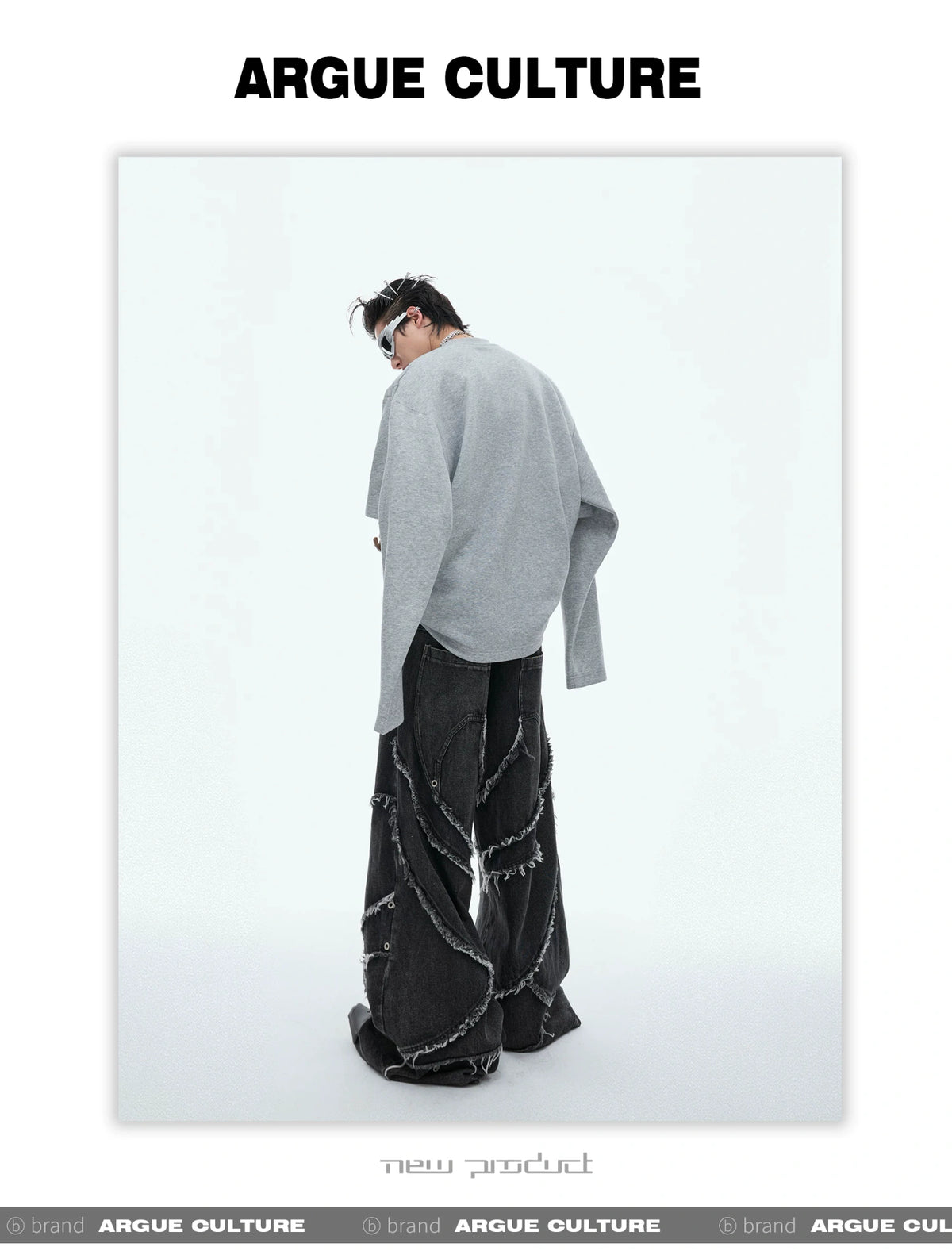 Deconstructed Two-Layer Crewneck Sweatshirt | ARGUE - description image 10