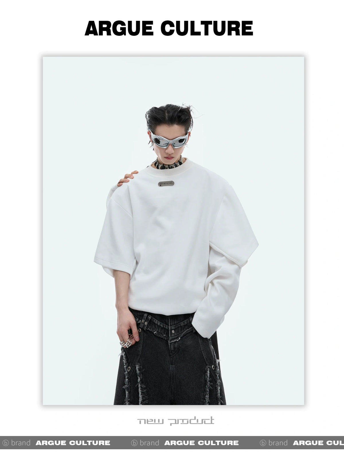 Deconstructed Two-Layer Crewneck Sweatshirt | ARGUE - description image 12