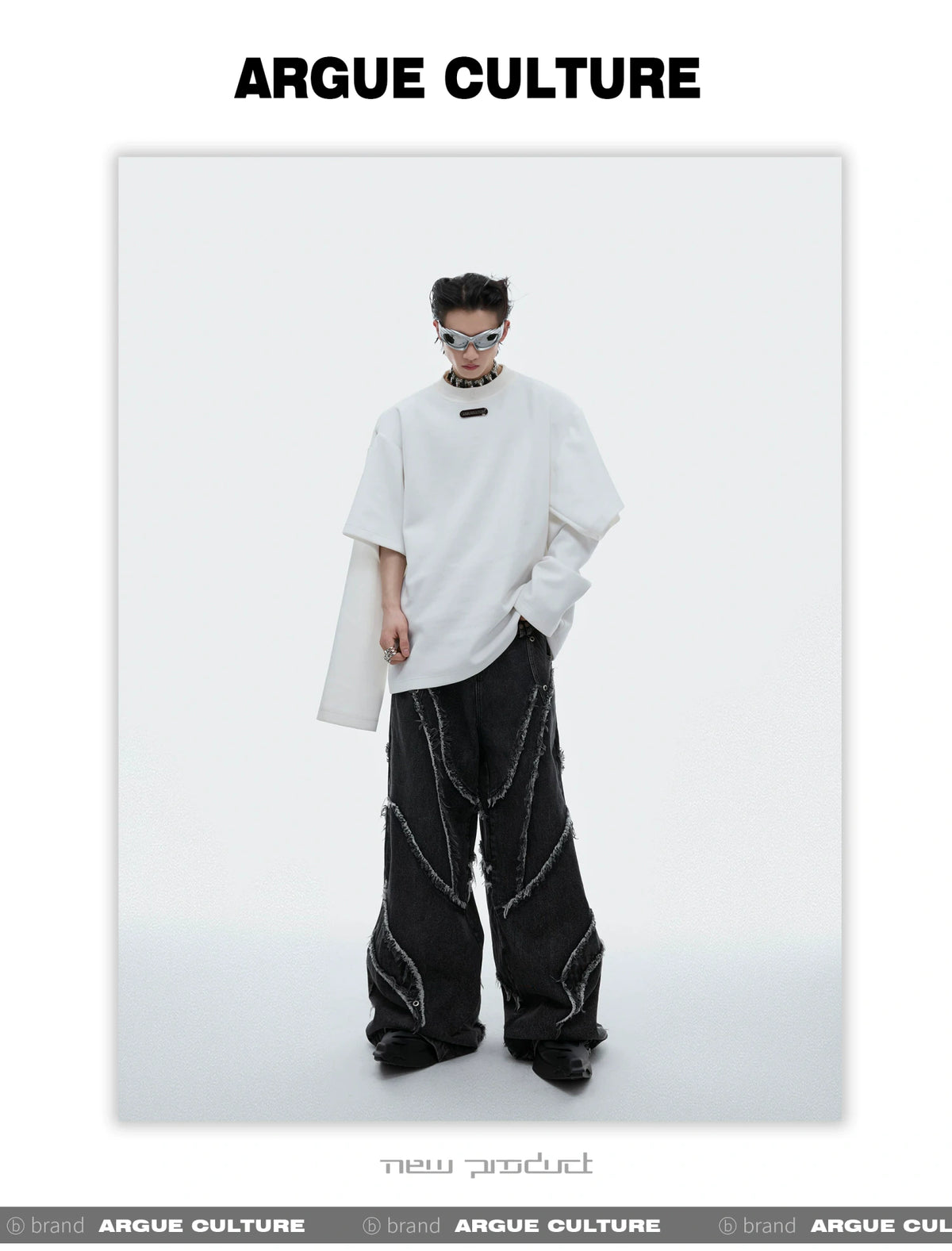 Deconstructed Two-Layer Crewneck Sweatshirt | ARGUE - description image 15