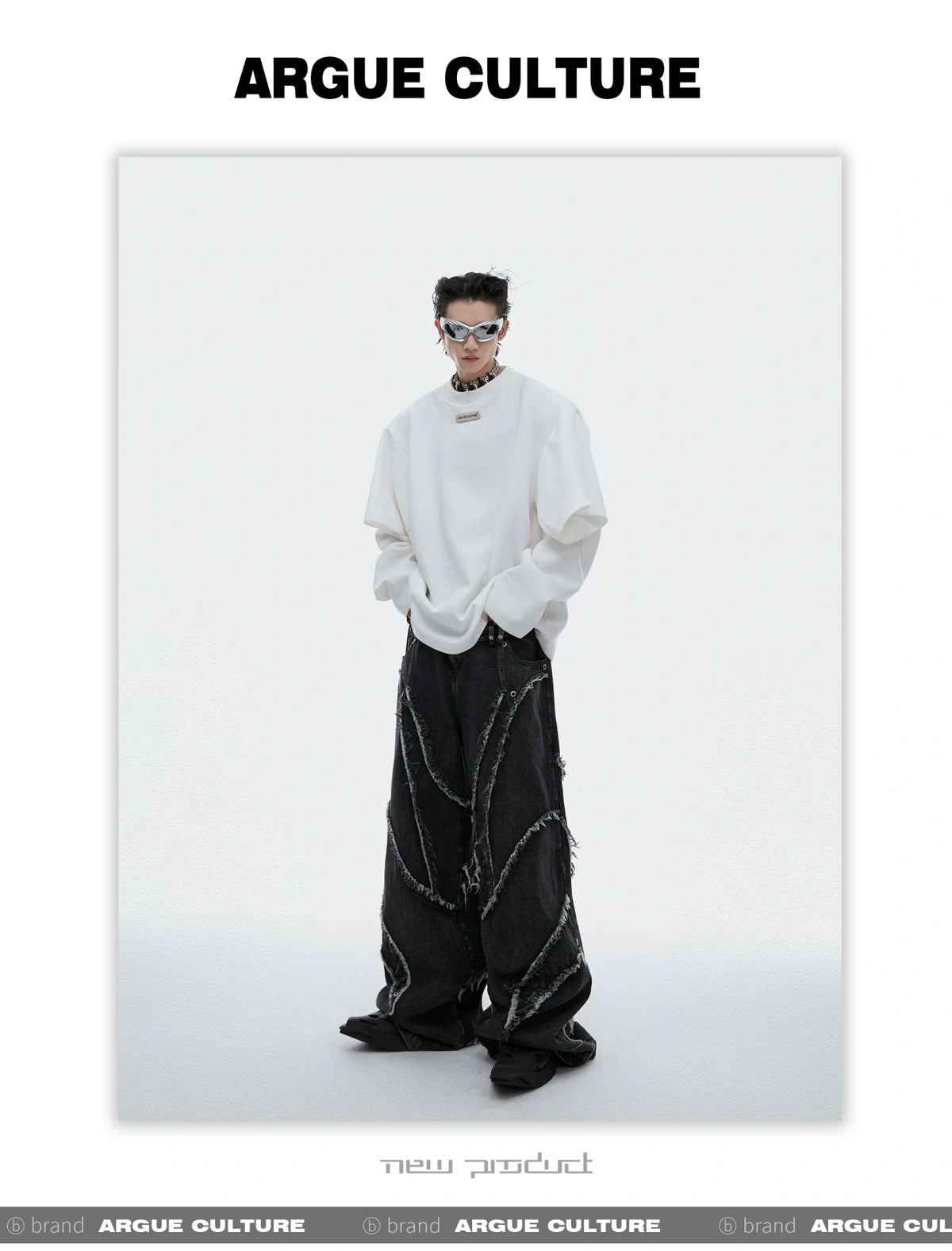 Deconstructed Two-Layer Crewneck Sweatshirt | ARGUE - description image 16