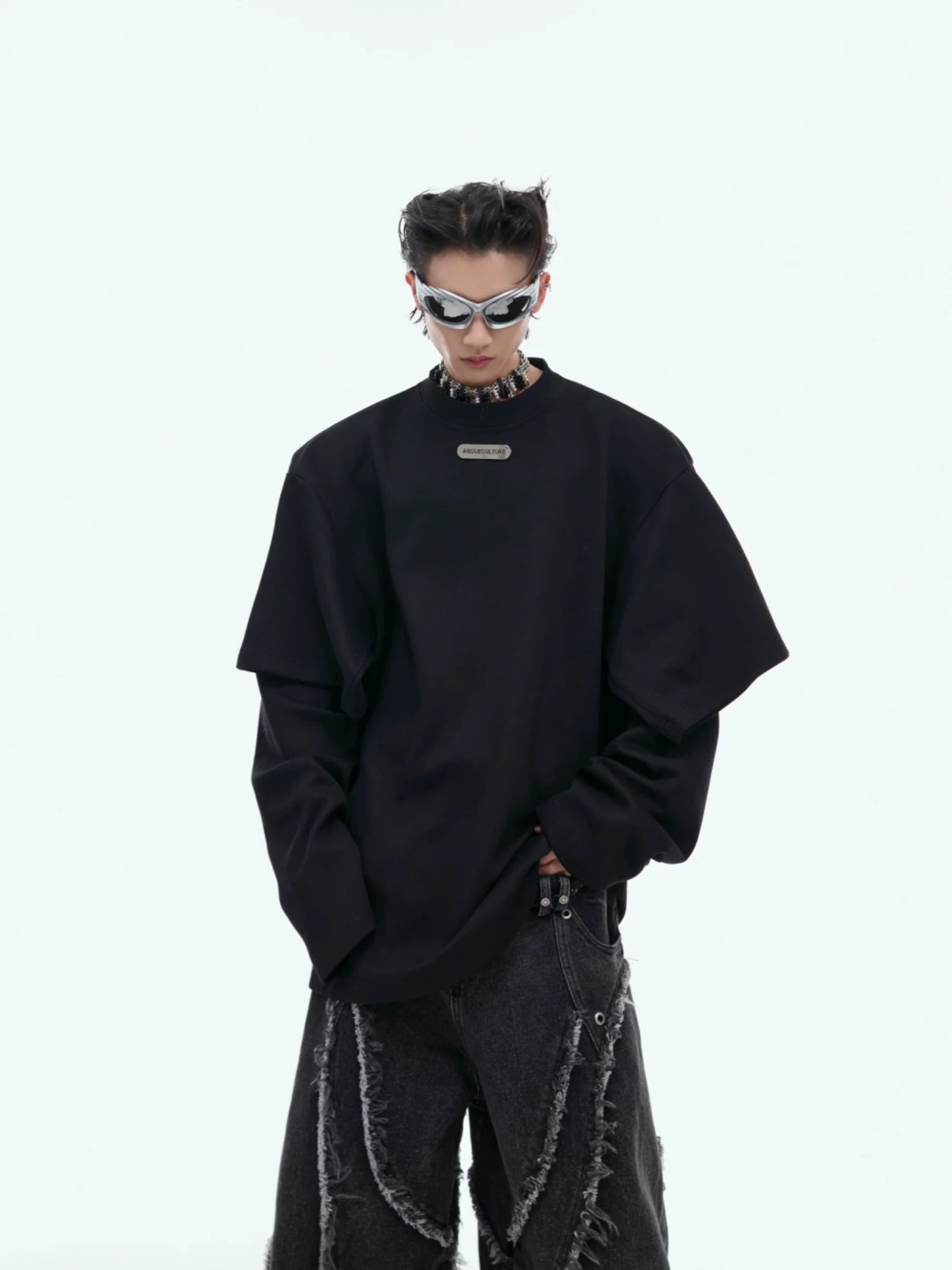 Deconstructed Two-Layer Crewneck Sweatshirt | ARGUE - main image 1