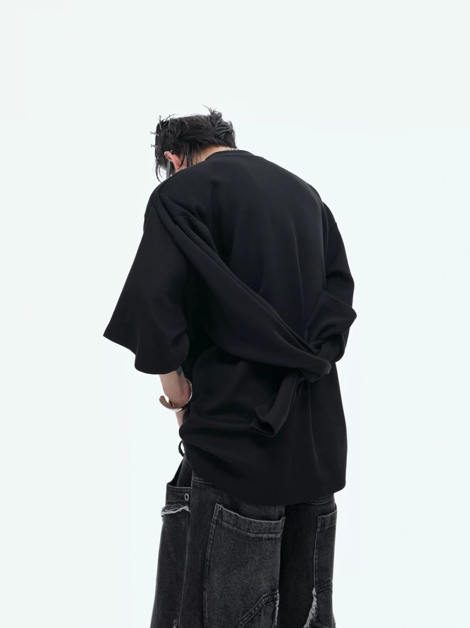 Deconstructed Two-Layer Crewneck Sweatshirt | ARGUE - main image 4