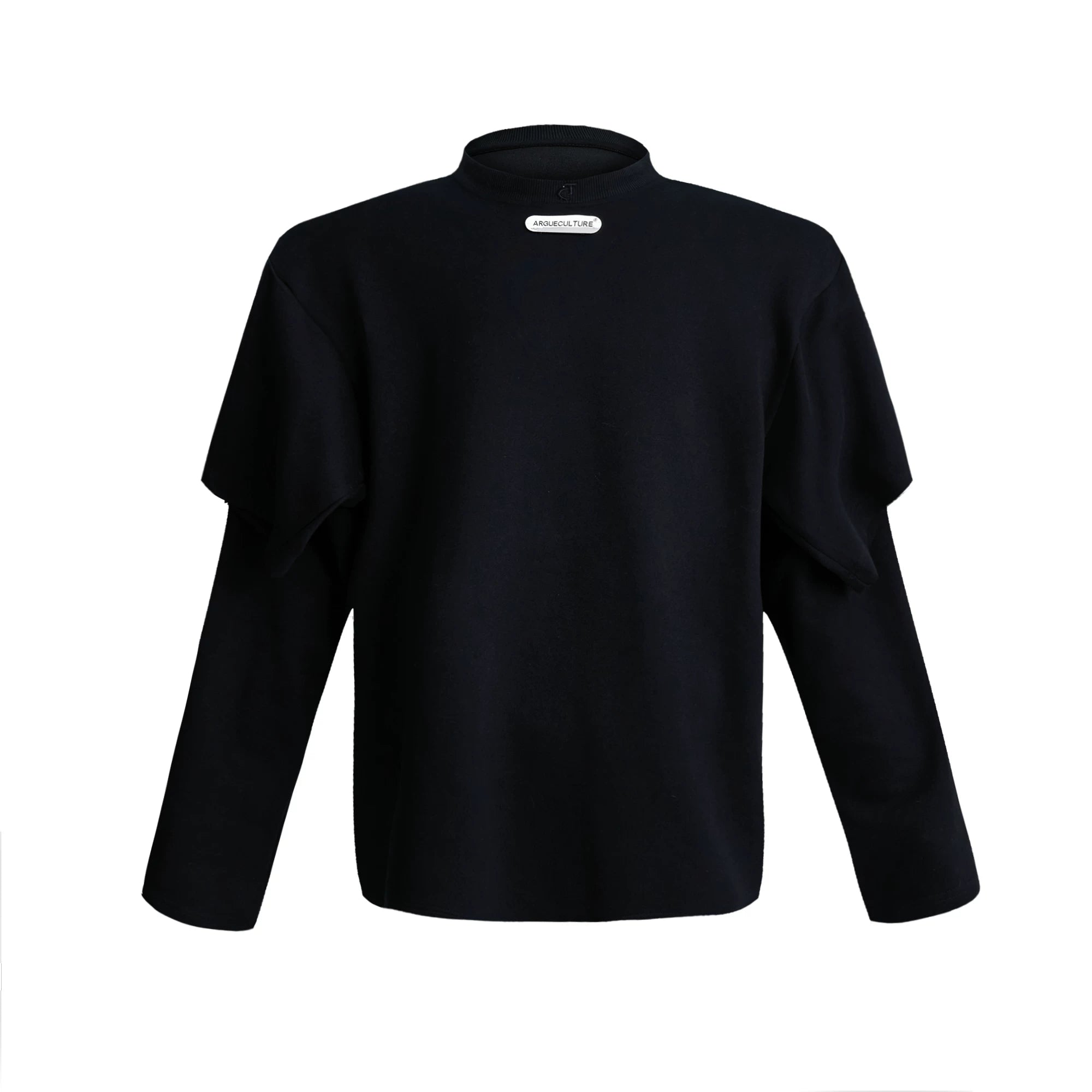 Deconstructed Two-Layer Crewneck Sweatshirt | ARGUE - Black