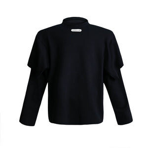 Deconstructed Two-Layer Crewneck Sweatshirt | ARGUE - Black
