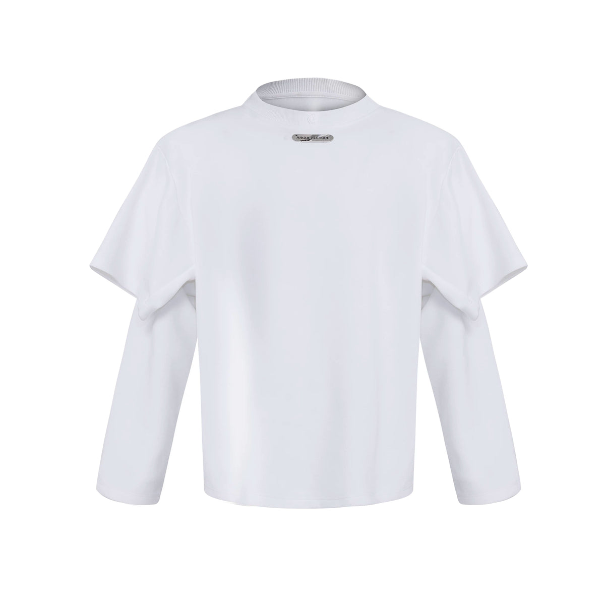 Deconstructed Two-Layer Crewneck Sweatshirt | ARGUE - White