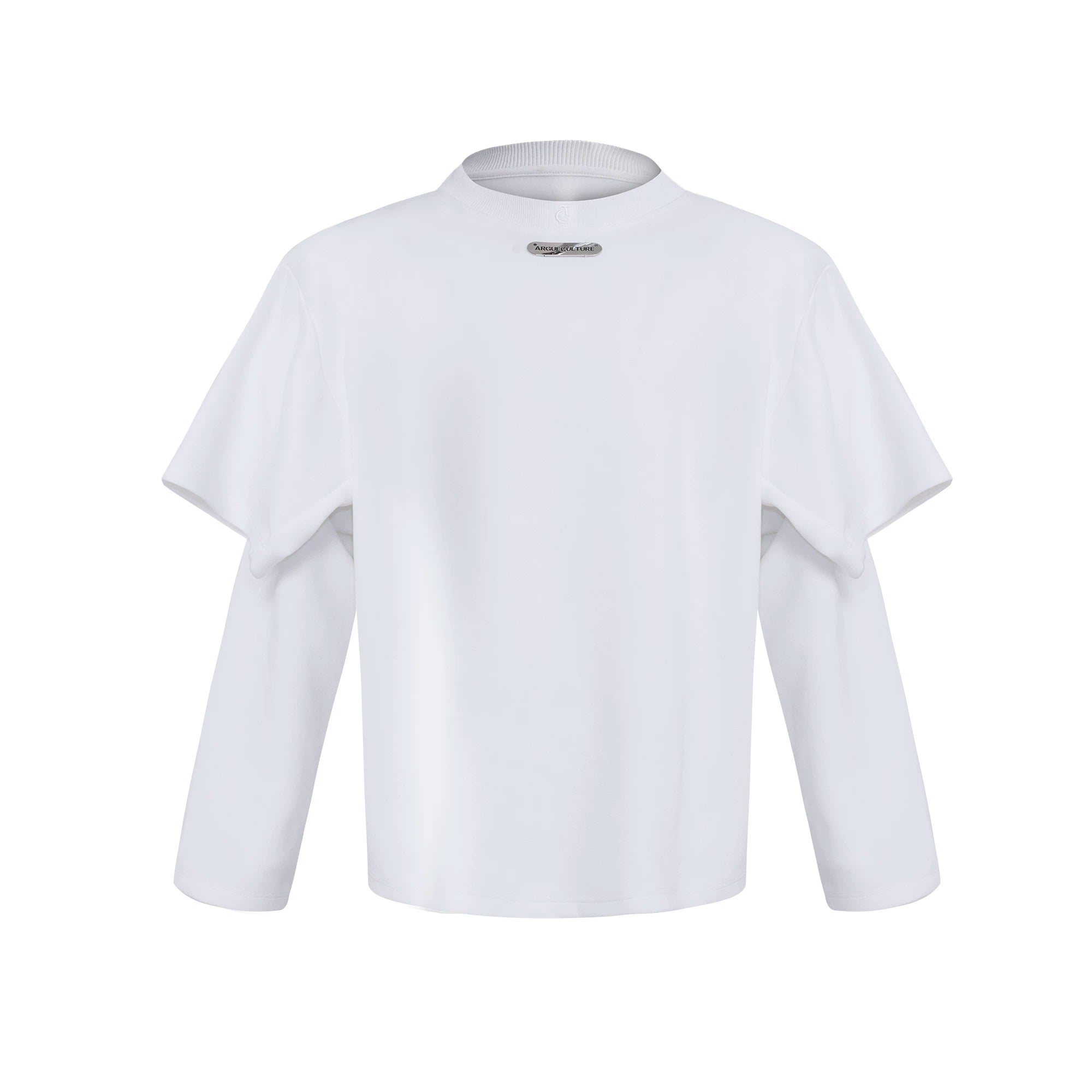 Deconstructed Two-Layer Crewneck Sweatshirt | ARGUE - White