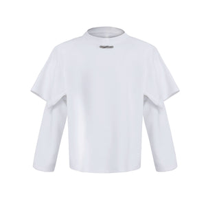 Deconstructed Two-Layer Crewneck Sweatshirt | ARGUE - White