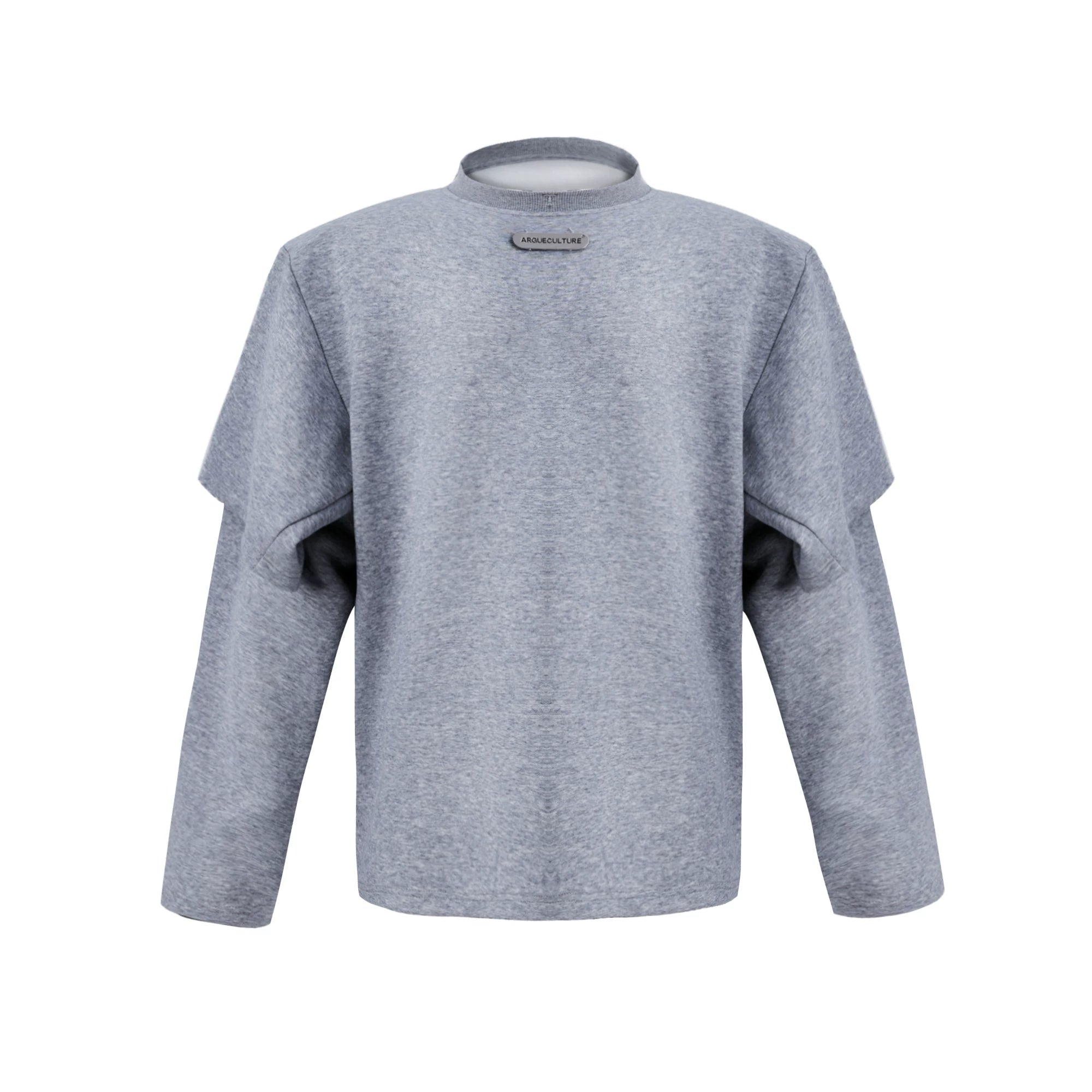 Deconstructed Two-Layer Crewneck Sweatshirt | ARGUE - Gray