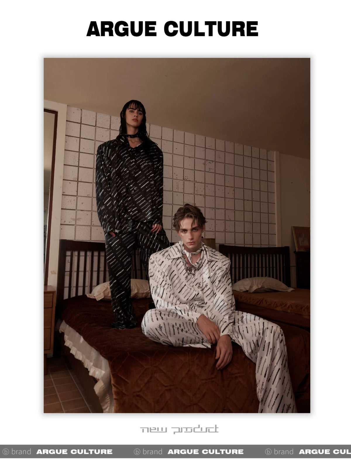 Deconstructed Long-Sleeve Pajama Set in Black or White - description image 4