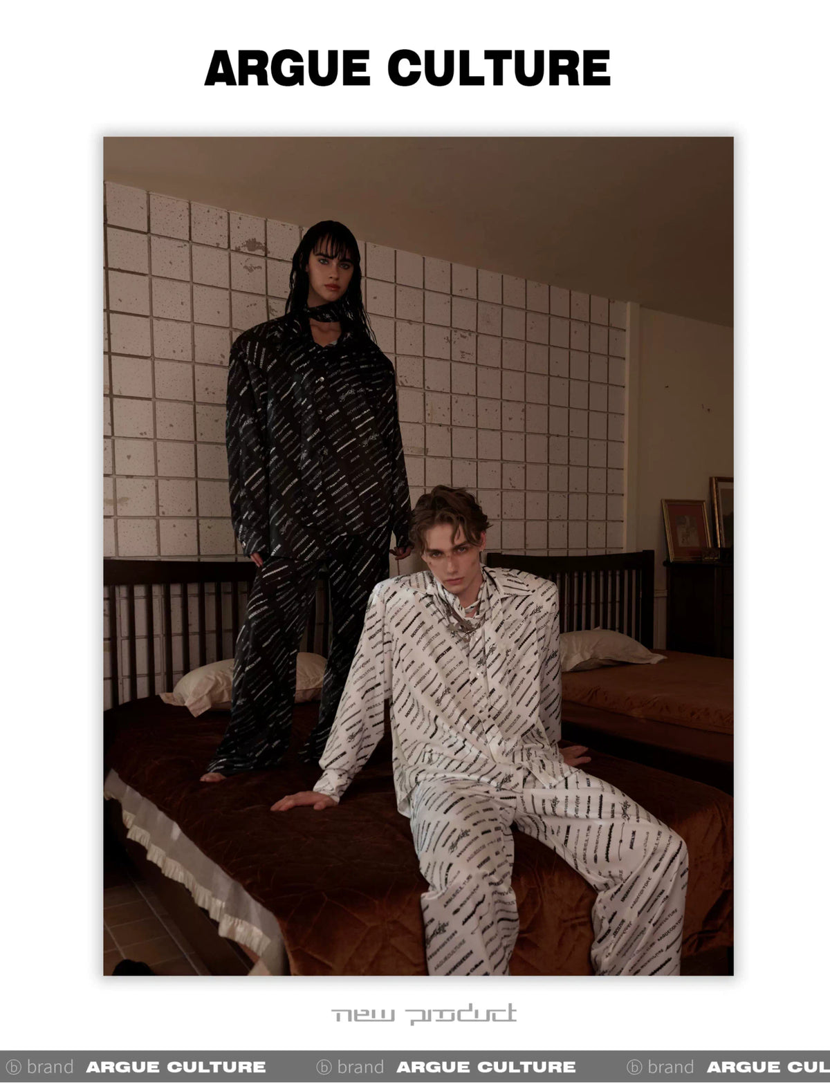 Deconstructed Long-Sleeve Pajama Set in Black or White - description image 5