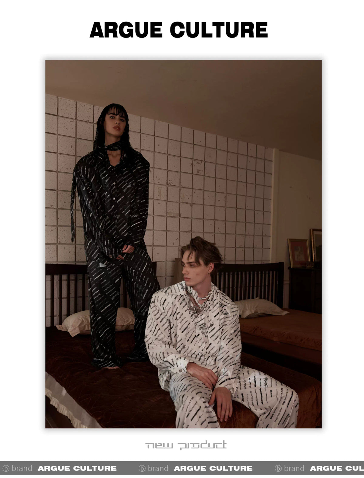 Deconstructed Long-Sleeve Pajama Set in Black or White - description image 6