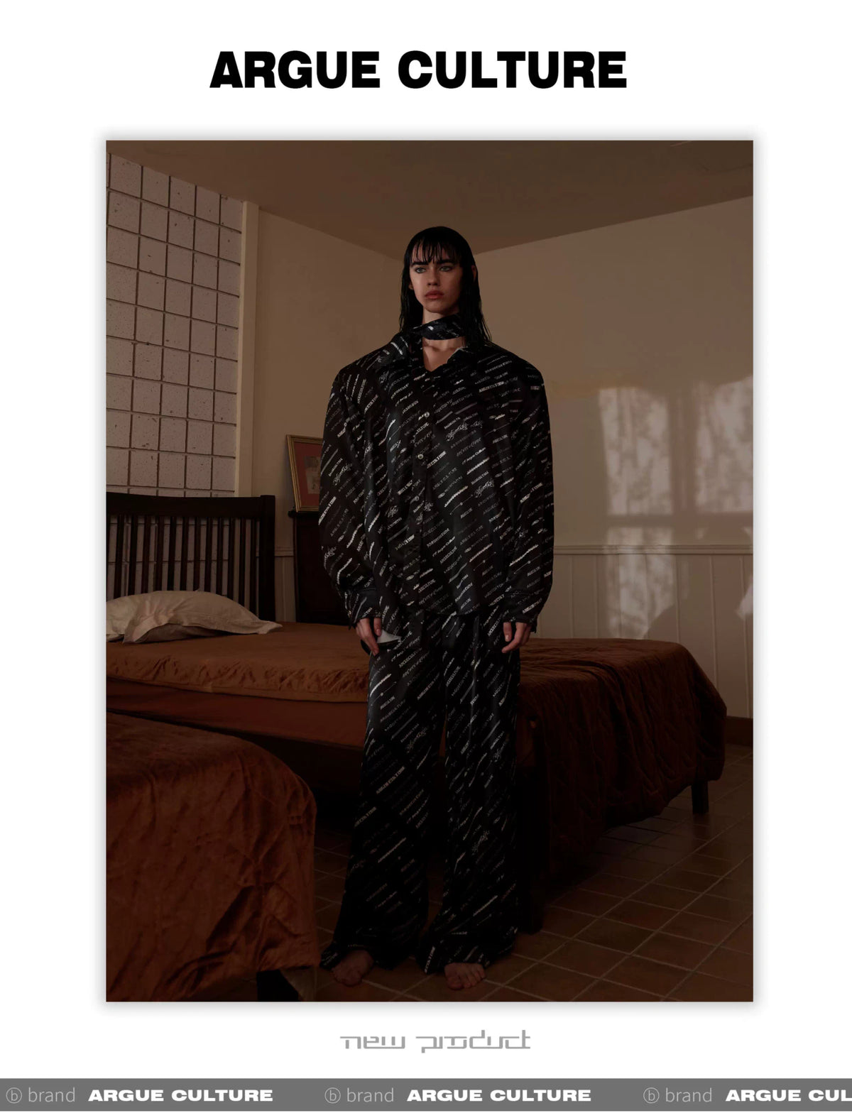 Deconstructed Long-Sleeve Pajama Set in Black or White - description image 12
