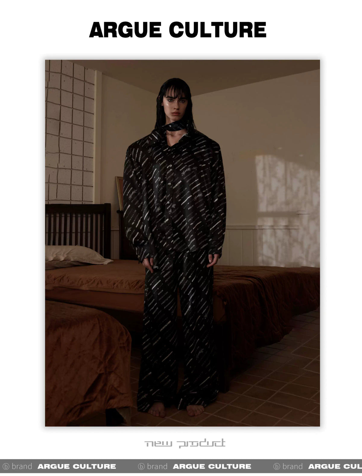 Deconstructed Long-Sleeve Pajama Set in Black or White - description image 13