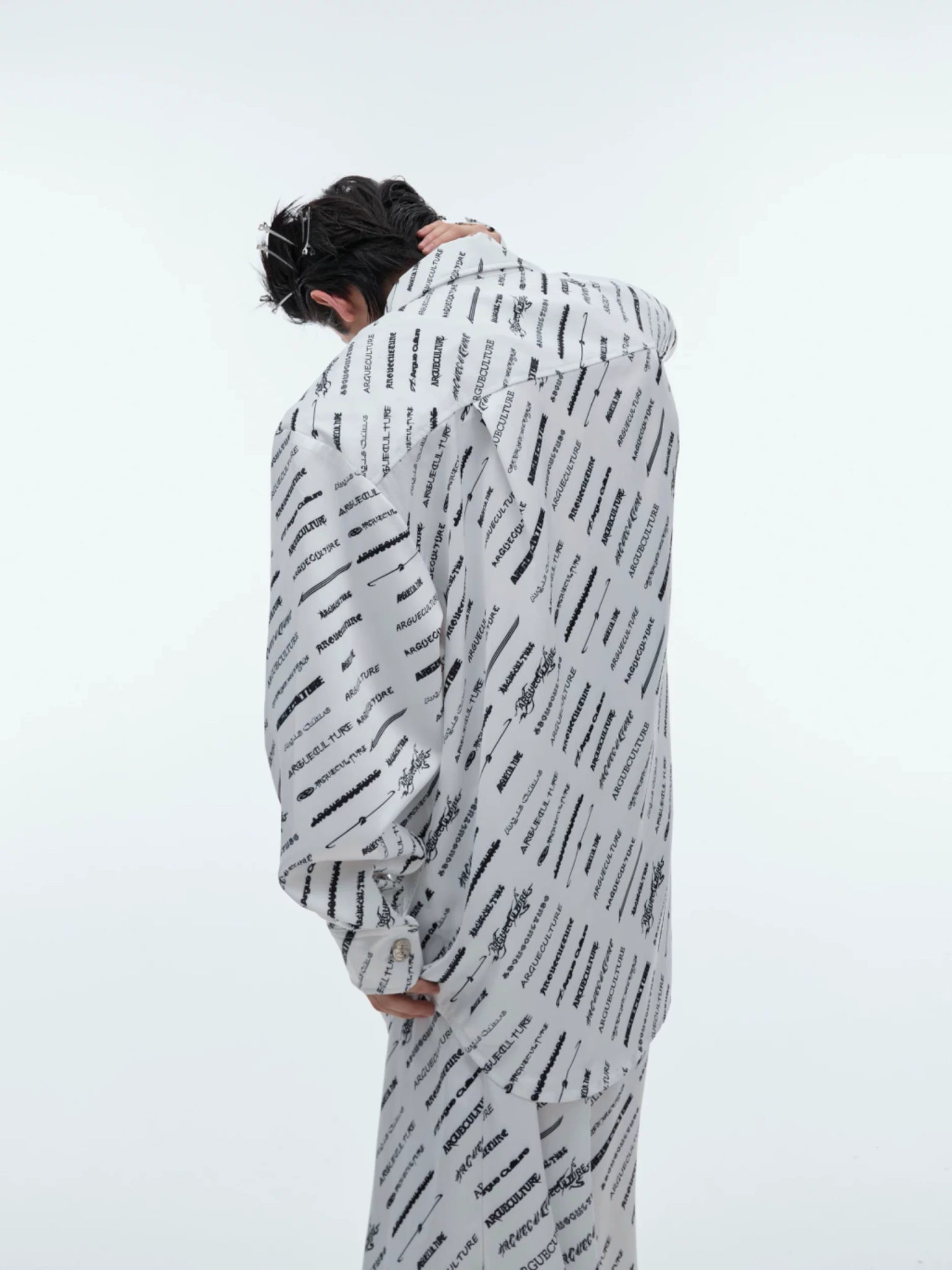 Deconstructed Long-Sleeve Pajama Set in Black or White - main image 3