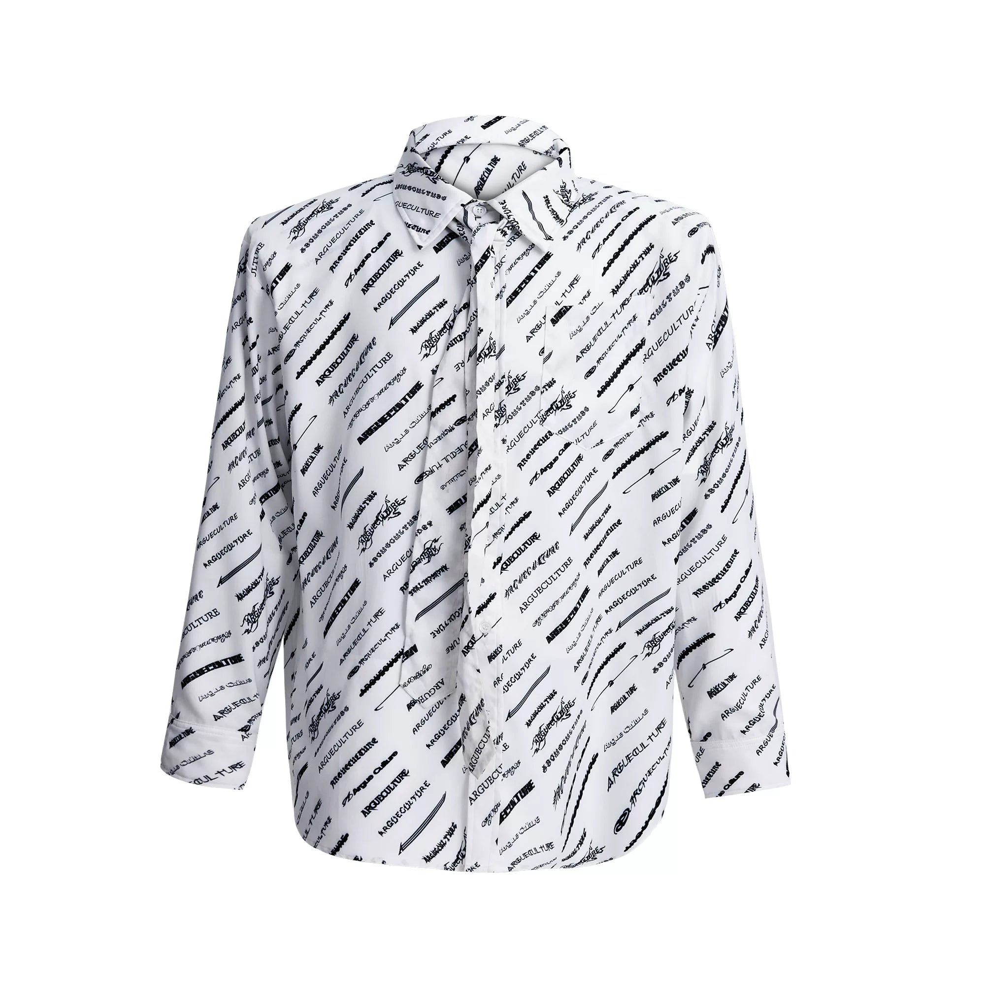Deconstructed Long-Sleeve Pajama Set in Black or White - White Top