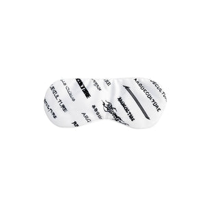 Deconstructed Long-Sleeve Pajama Set in Black or White - White Eye Mask