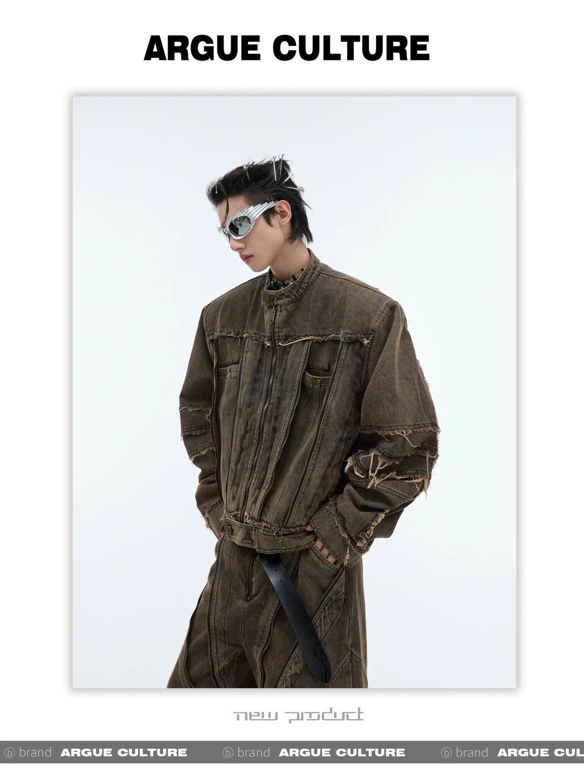 Deconstructed Washed Denim Jacket and Pants Set - description image 3