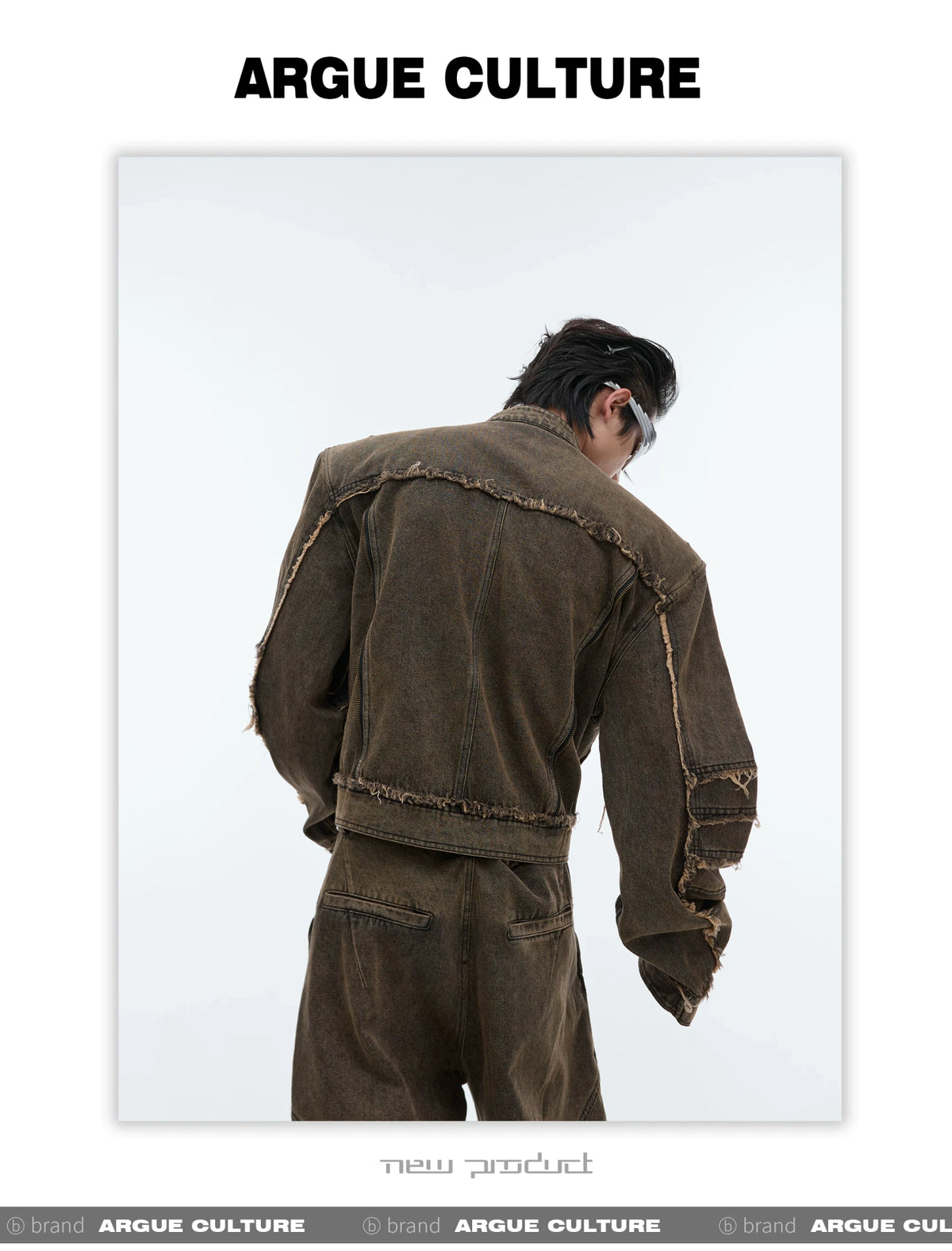 Deconstructed Washed Denim Jacket and Pants Set - description image 6