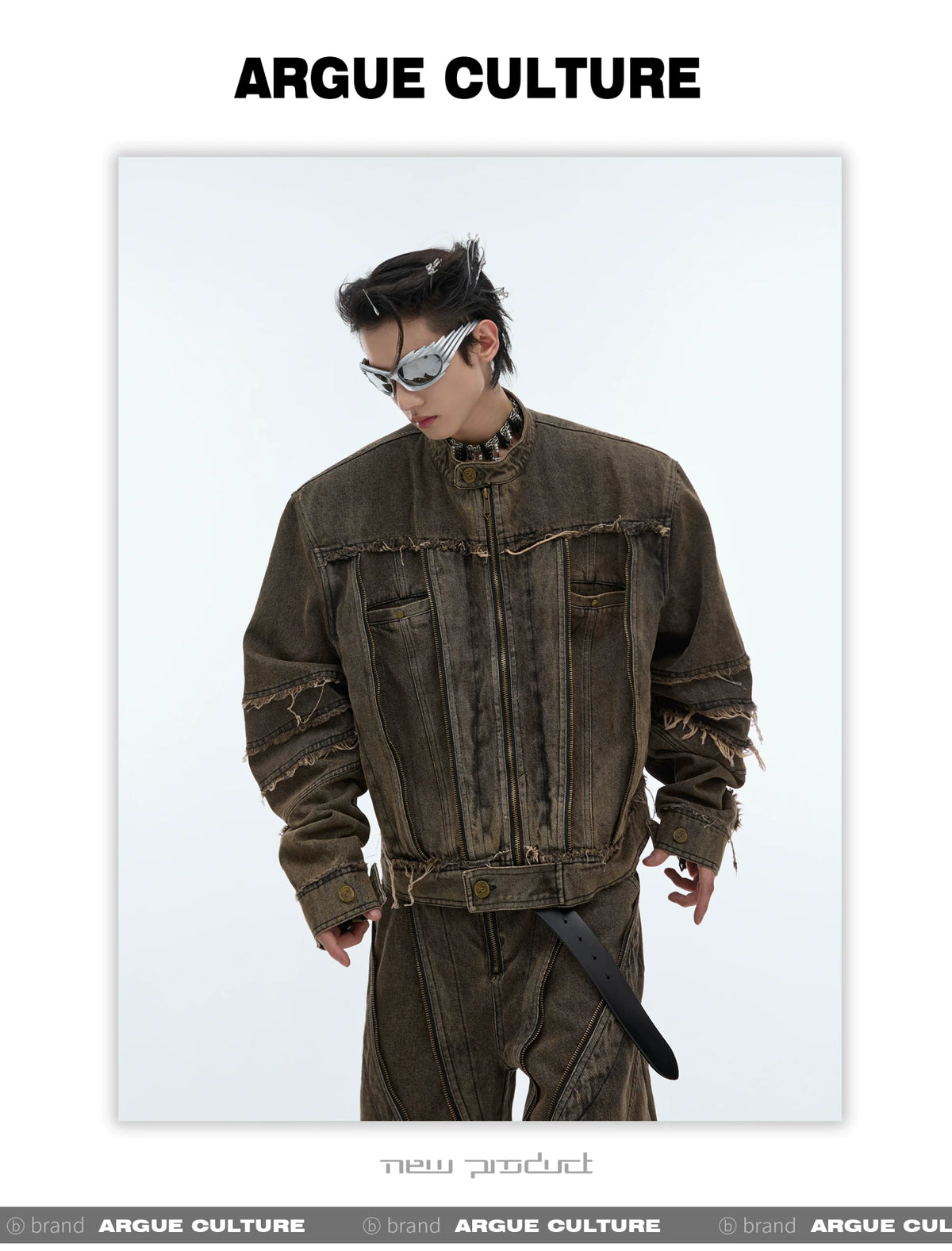 Deconstructed Washed Denim Jacket and Pants Set - description image 7