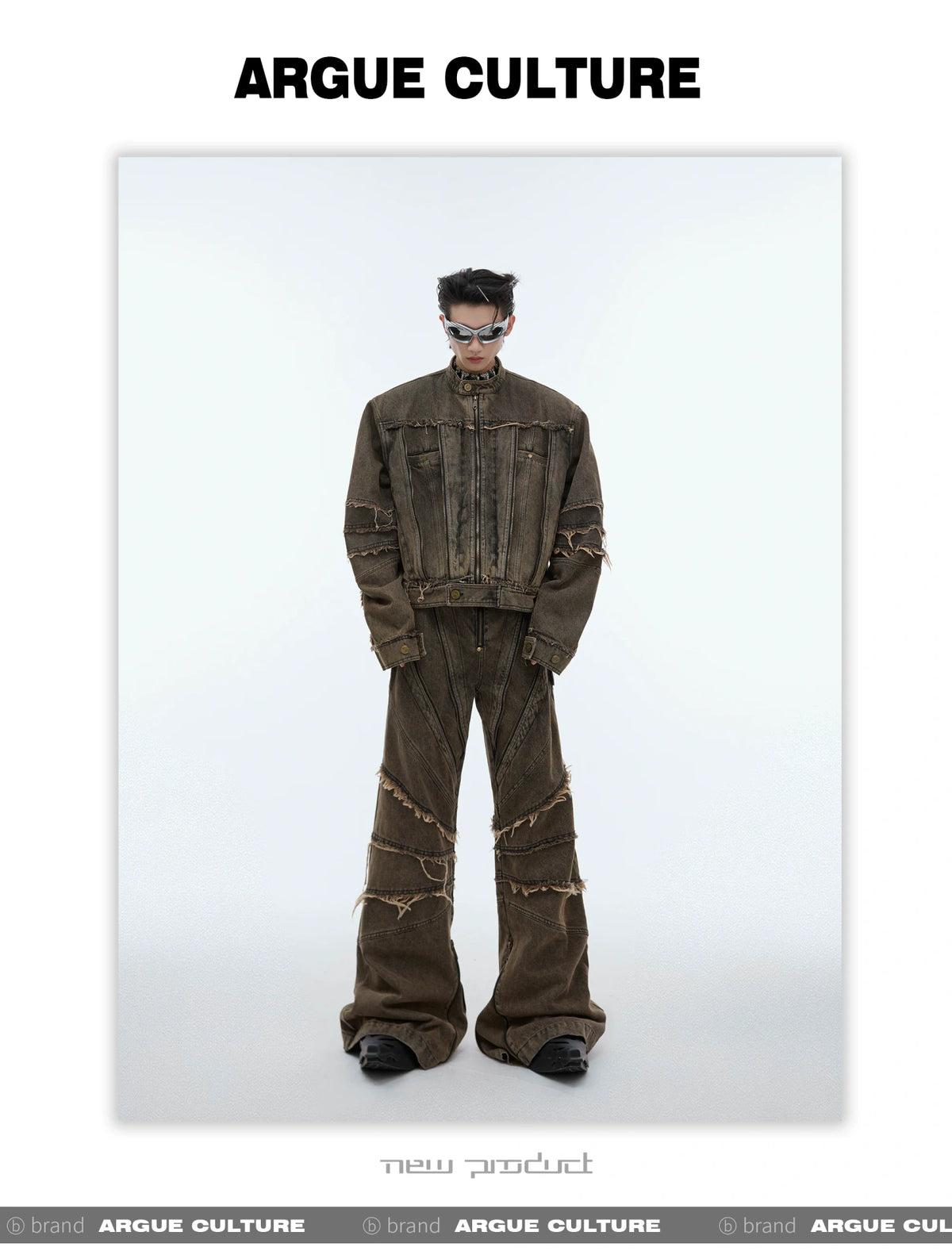 Deconstructed Washed Denim Jacket and Pants Set - description image 10
