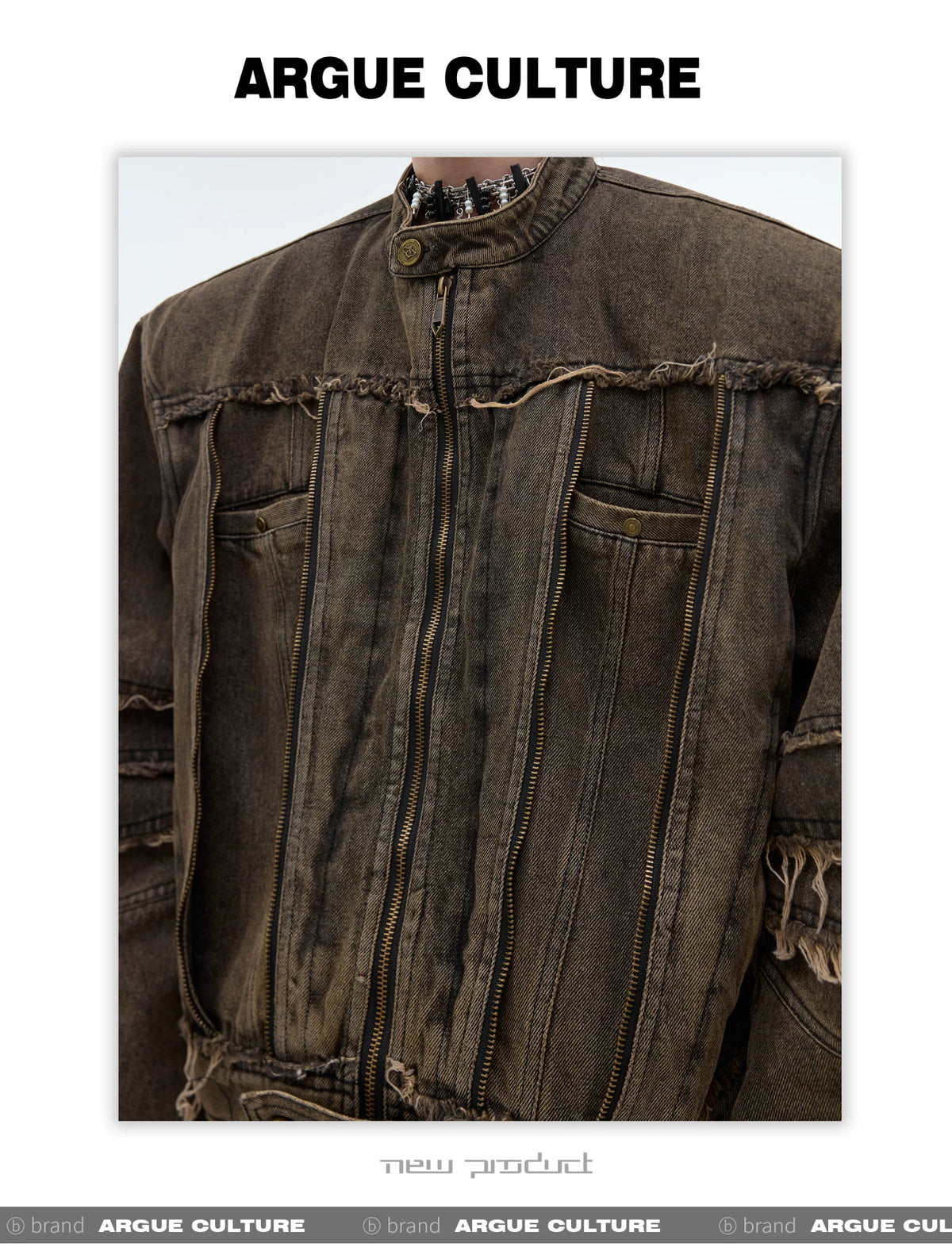 Deconstructed Washed Denim Jacket and Pants Set - description image 12