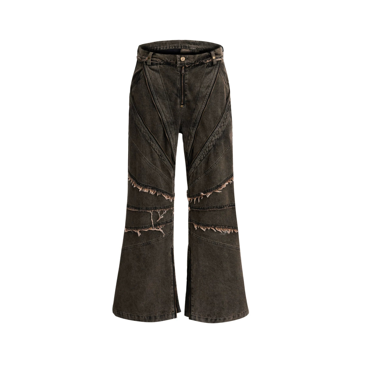 Deconstructed Washed Denim Jacket and Pants Set - Washed Yellow Pants