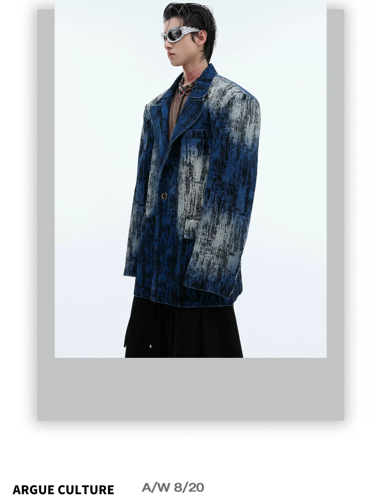 Distressed Tie-Dye Oversized Suit Jacket for Streetwear - description image 1