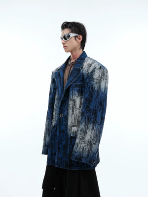 Distressed Tie-Dye Oversized Suit Jacket for Streetwear - main image 1