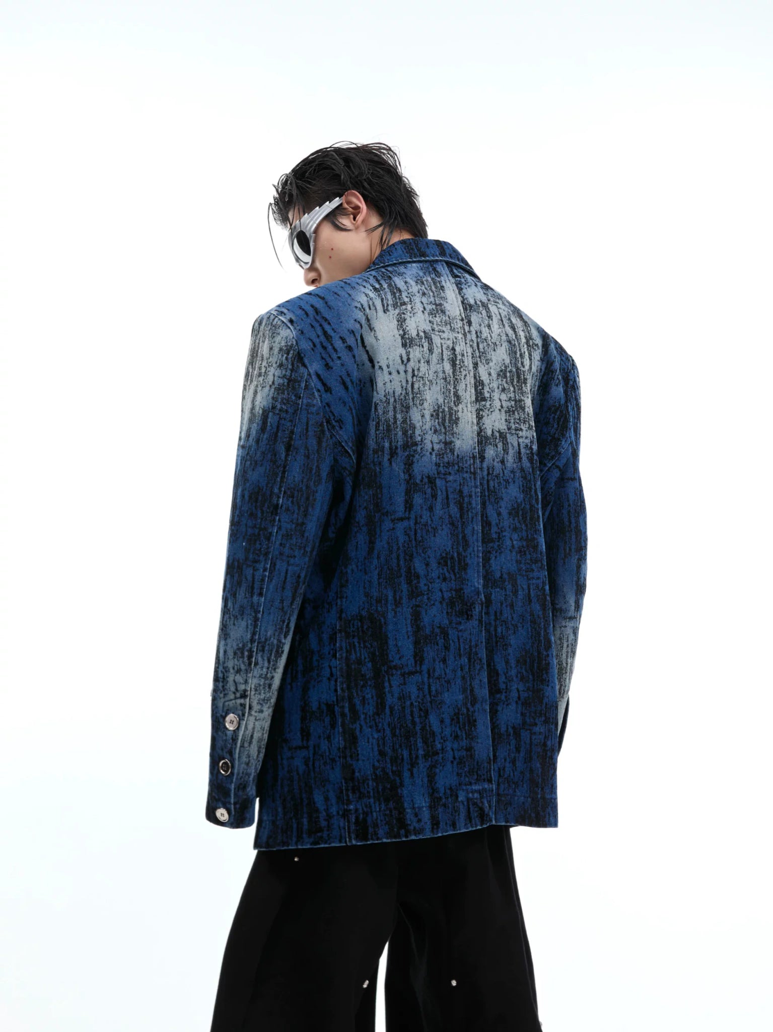 Distressed Tie-Dye Oversized Suit Jacket for Streetwear - main image 2