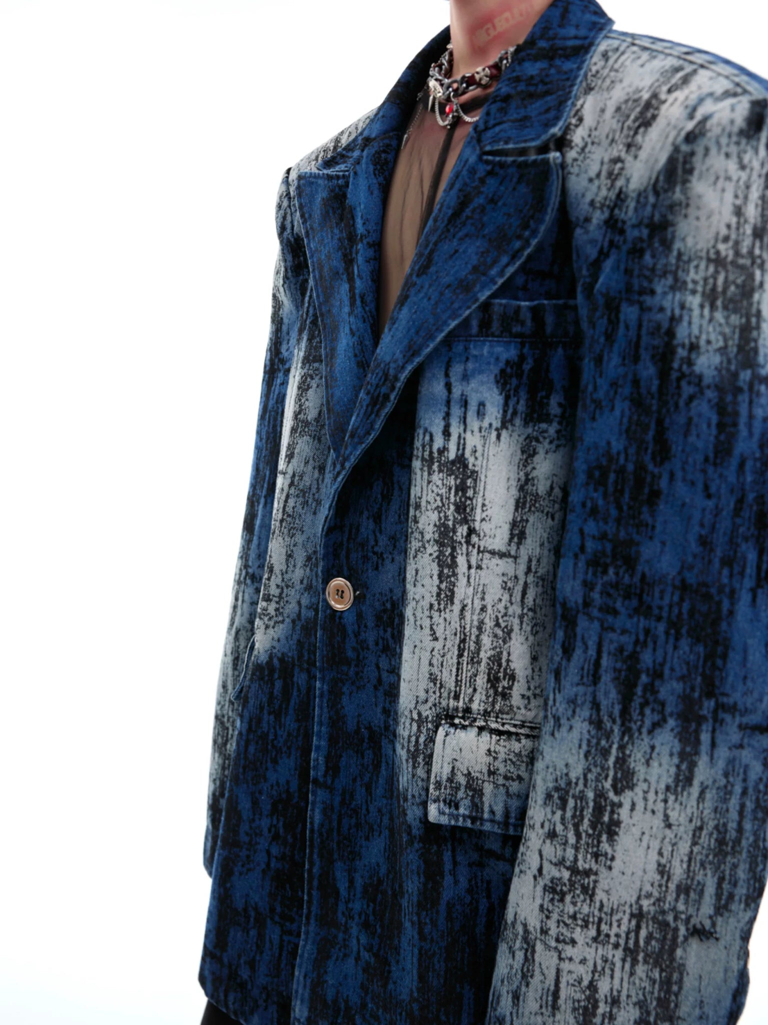 Distressed Tie-Dye Oversized Suit Jacket for Streetwear - main image 3