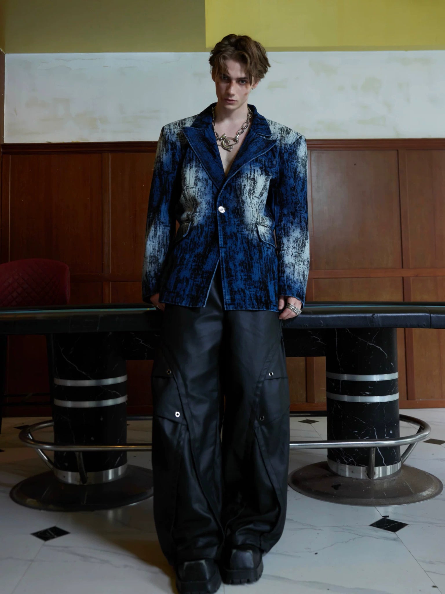 Distressed Tie-Dye Oversized Suit Jacket for Streetwear - main image 5