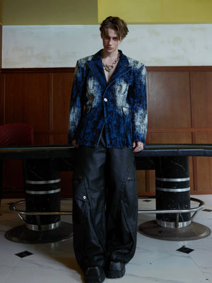 Distressed Tie-Dye Oversized Suit Jacket for Streetwear - main image 5