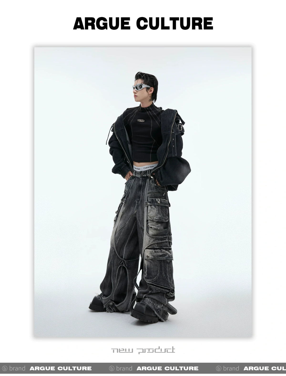 Cropped Mock-Neck Long-Sleeve T-Shirt in Cotton - description image 2