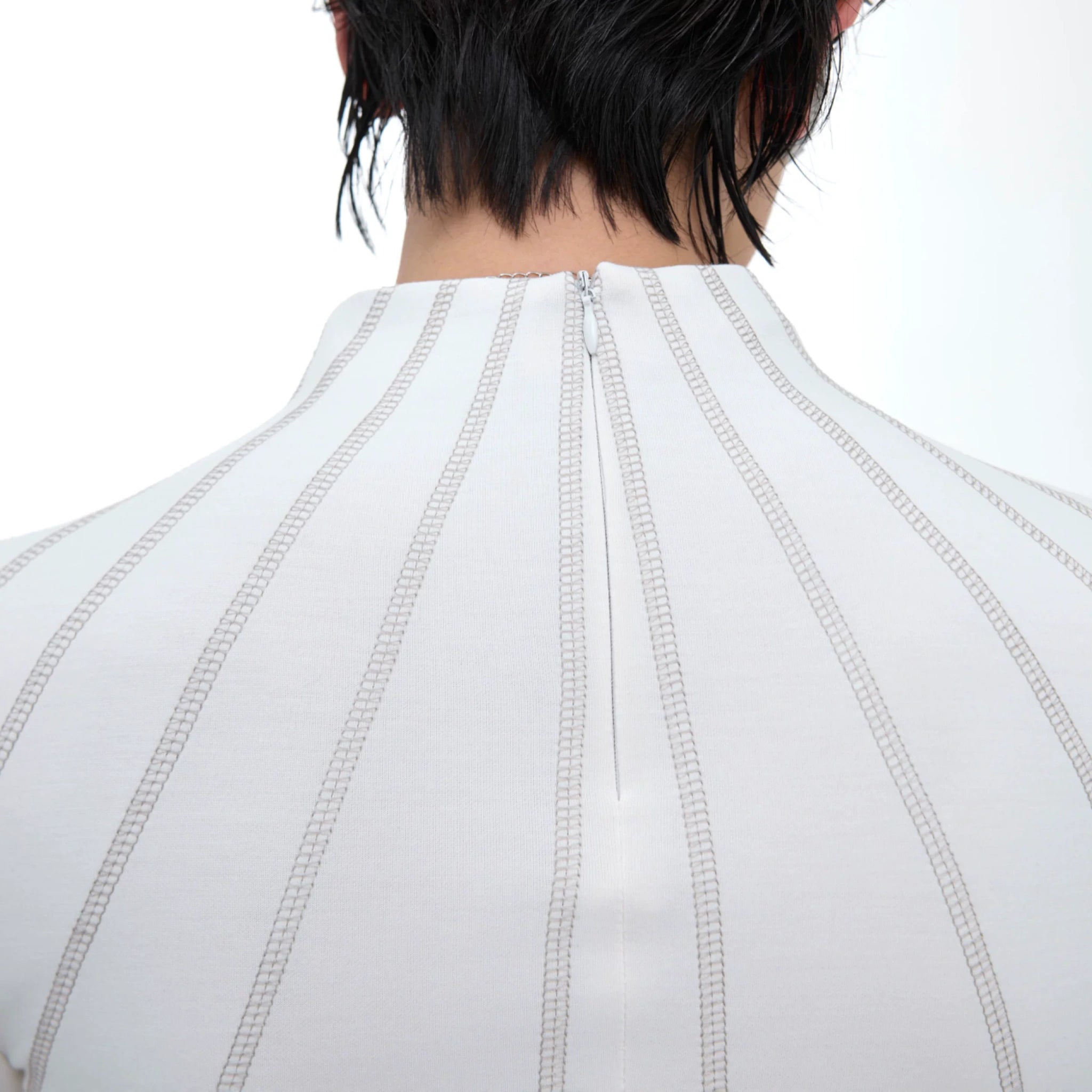 Cropped Mock-Neck Long-Sleeve T-Shirt in Cotton - main image 3