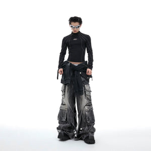 Cropped Mock-Neck Long-Sleeve T-Shirt in Cotton - main image 4