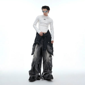 Cropped Mock-Neck Long-Sleeve T-Shirt in Cotton - main image 5