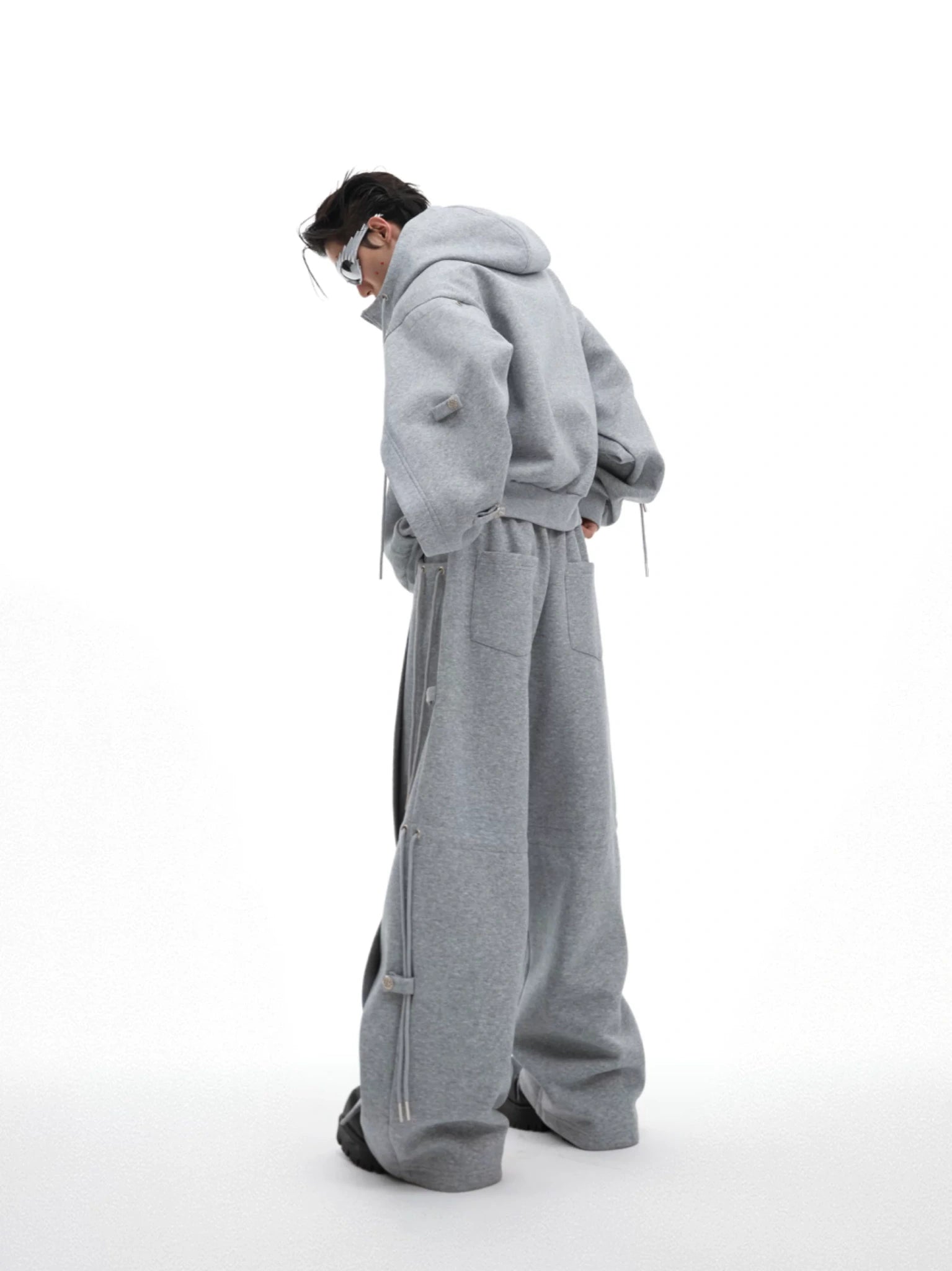 Deconstructed Drawstring Hoodie | Relaxed Cotton Blend - main image 3