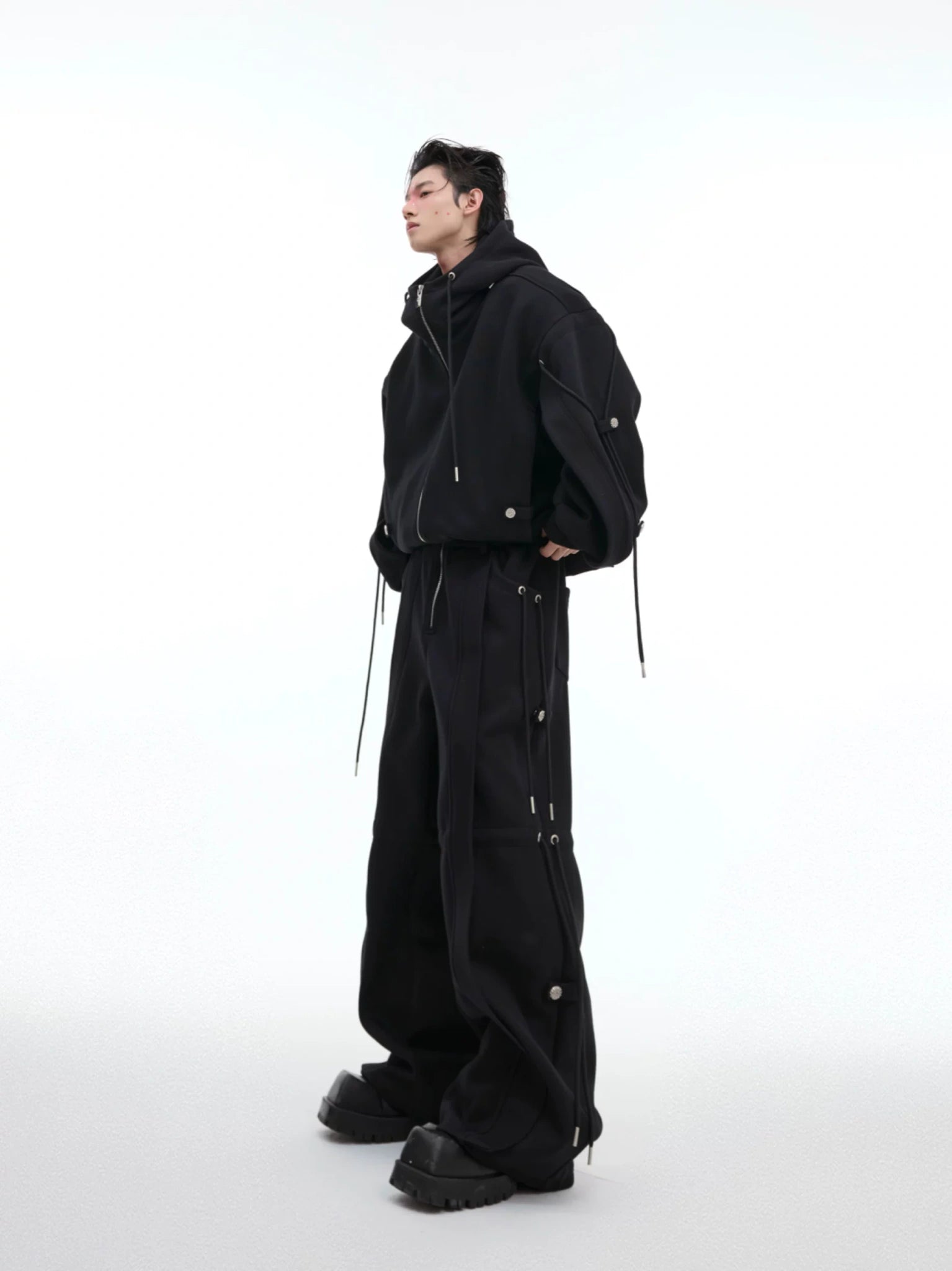 Deconstructed Drawstring Hoodie | Relaxed Cotton Blend - main image 5