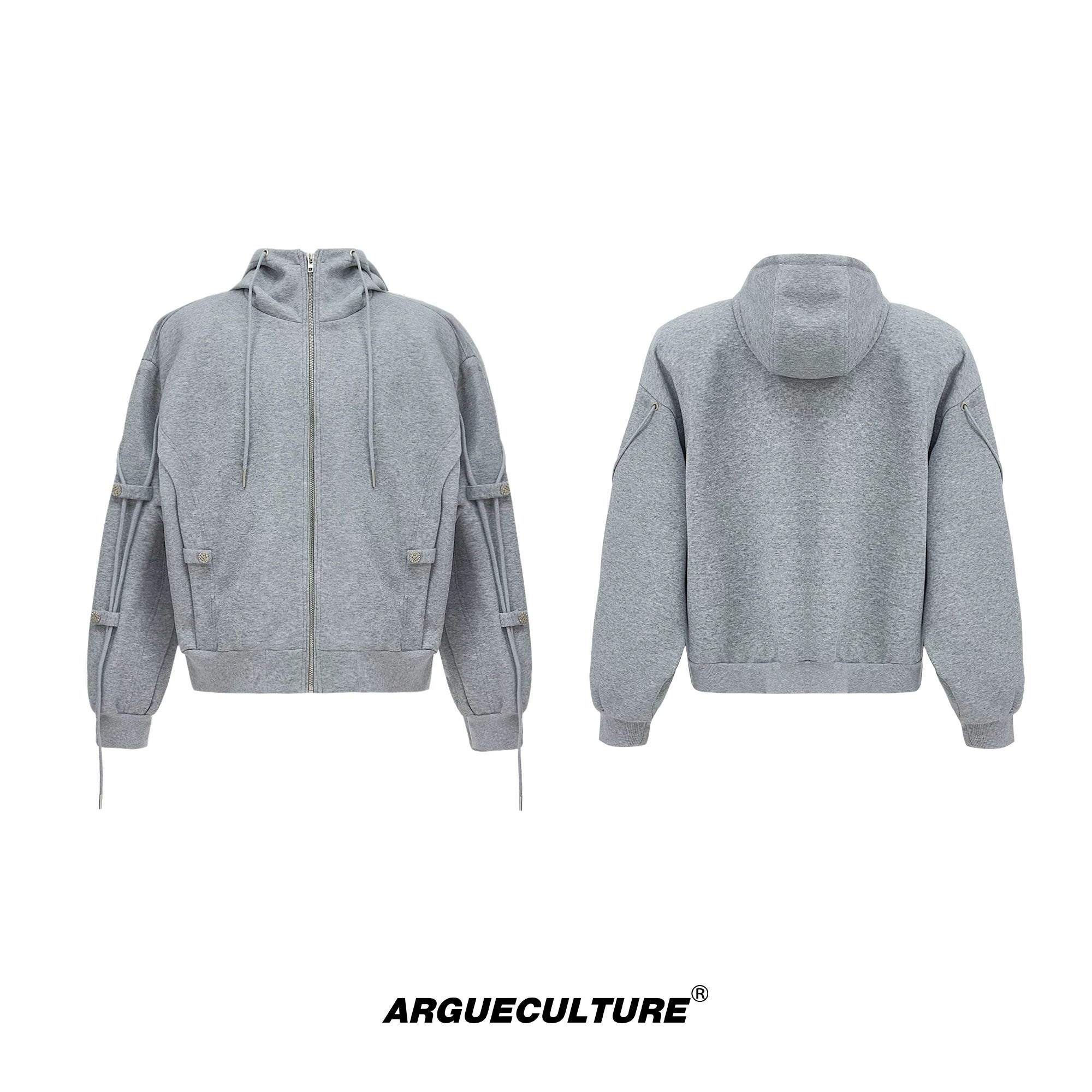 Deconstructed Drawstring Hoodie | Relaxed Cotton Blend - Gray Hoodie