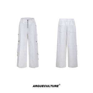 Deconstructed Drawstring Hoodie | Relaxed Cotton Blend - White Pants