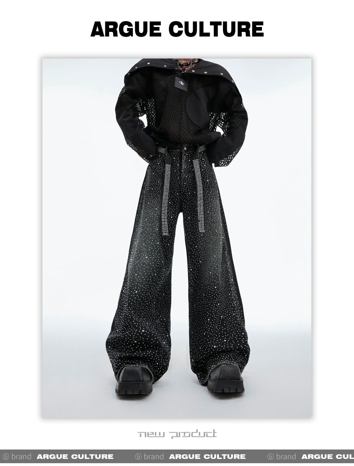 Crystal-Detail Relaxed Straight-Leg Washed Jeans - description image 2