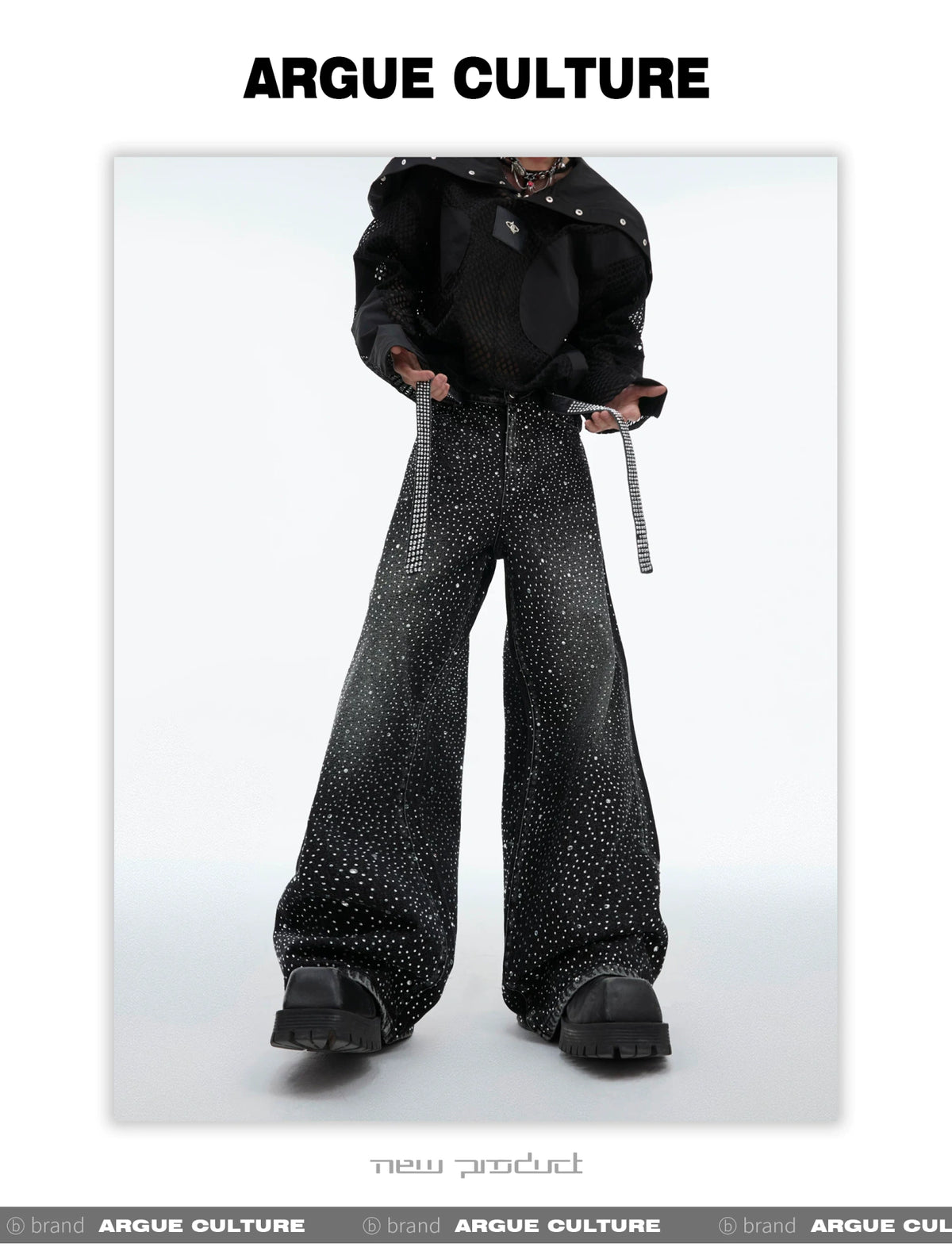 Crystal-Detail Relaxed Straight-Leg Washed Jeans - description image 4