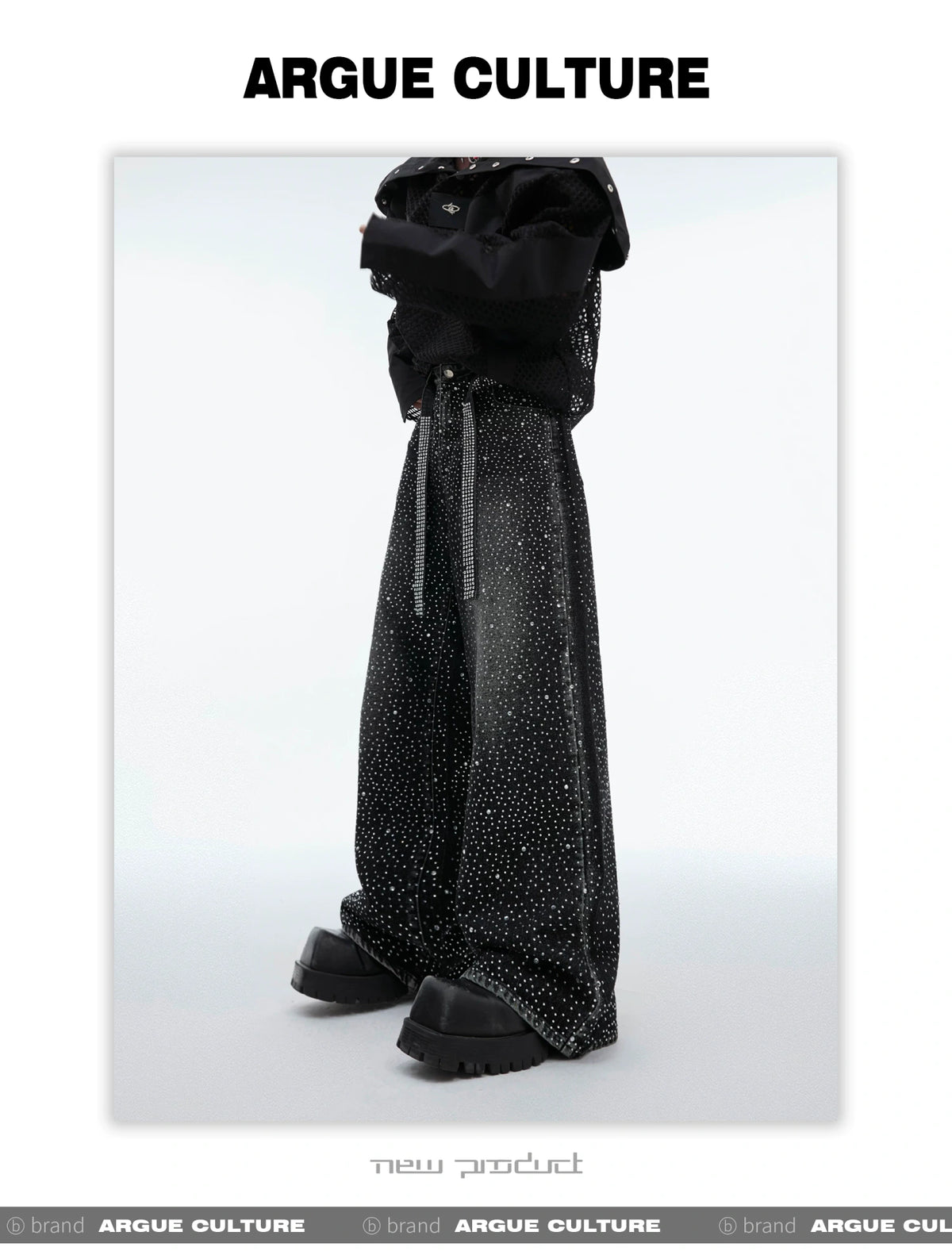 Crystal-Detail Relaxed Straight-Leg Washed Jeans - description image 5