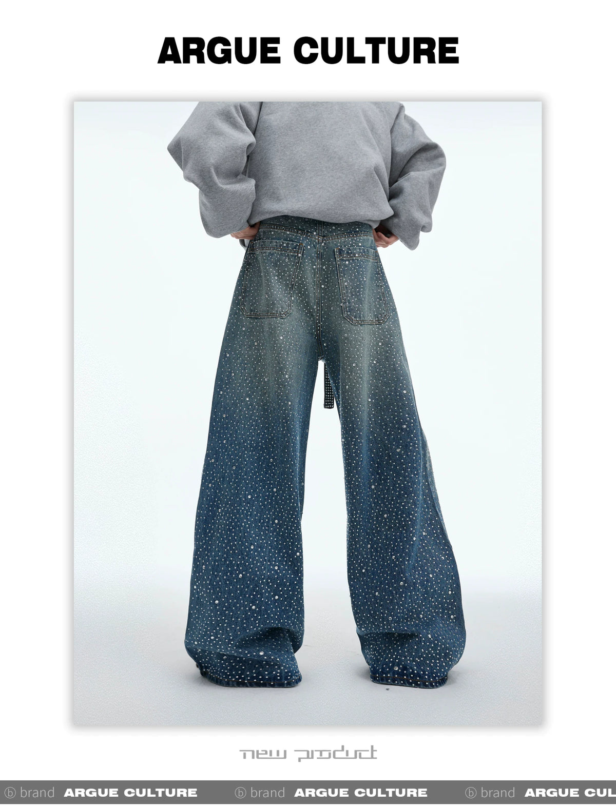 Crystal-Detail Relaxed Straight-Leg Washed Jeans - description image 8