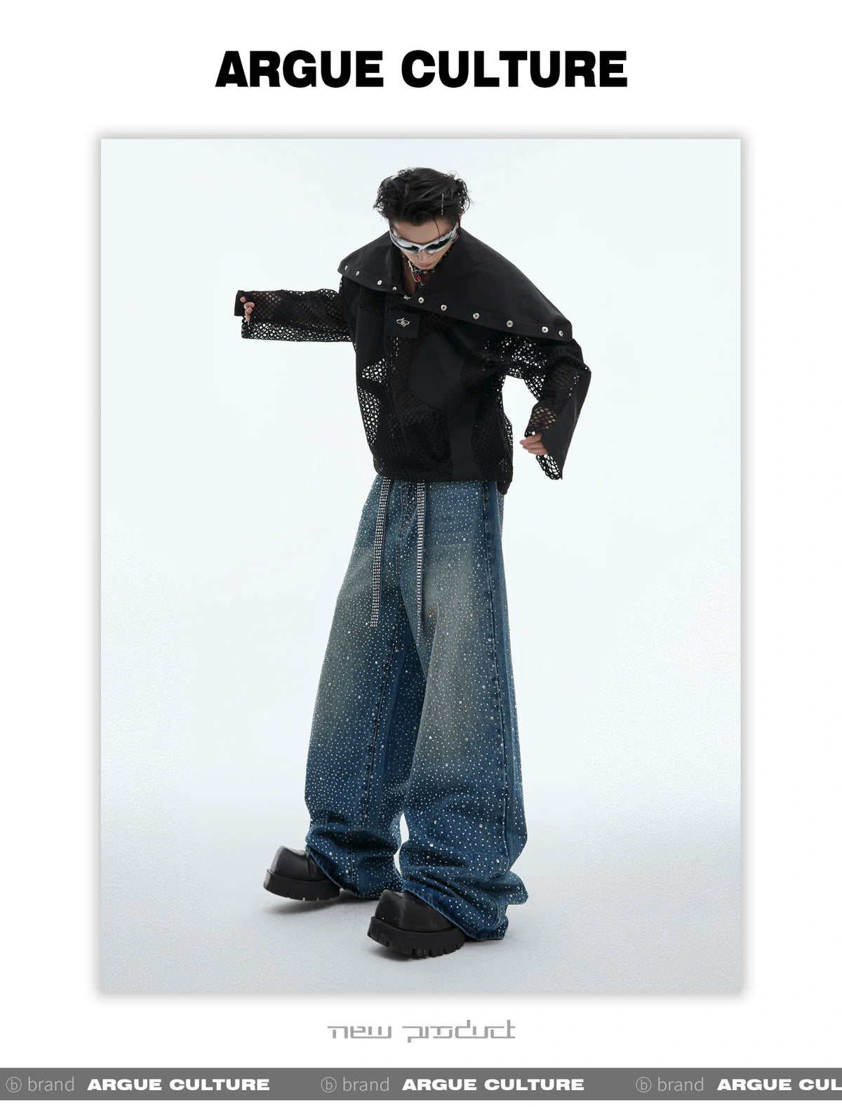 Crystal-Detail Relaxed Straight-Leg Washed Jeans - description image 12