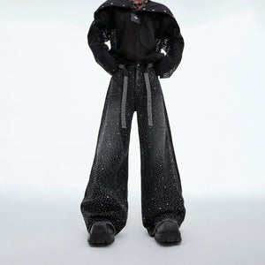 Crystal-Detail Relaxed Straight-Leg Washed Jeans - main image 1