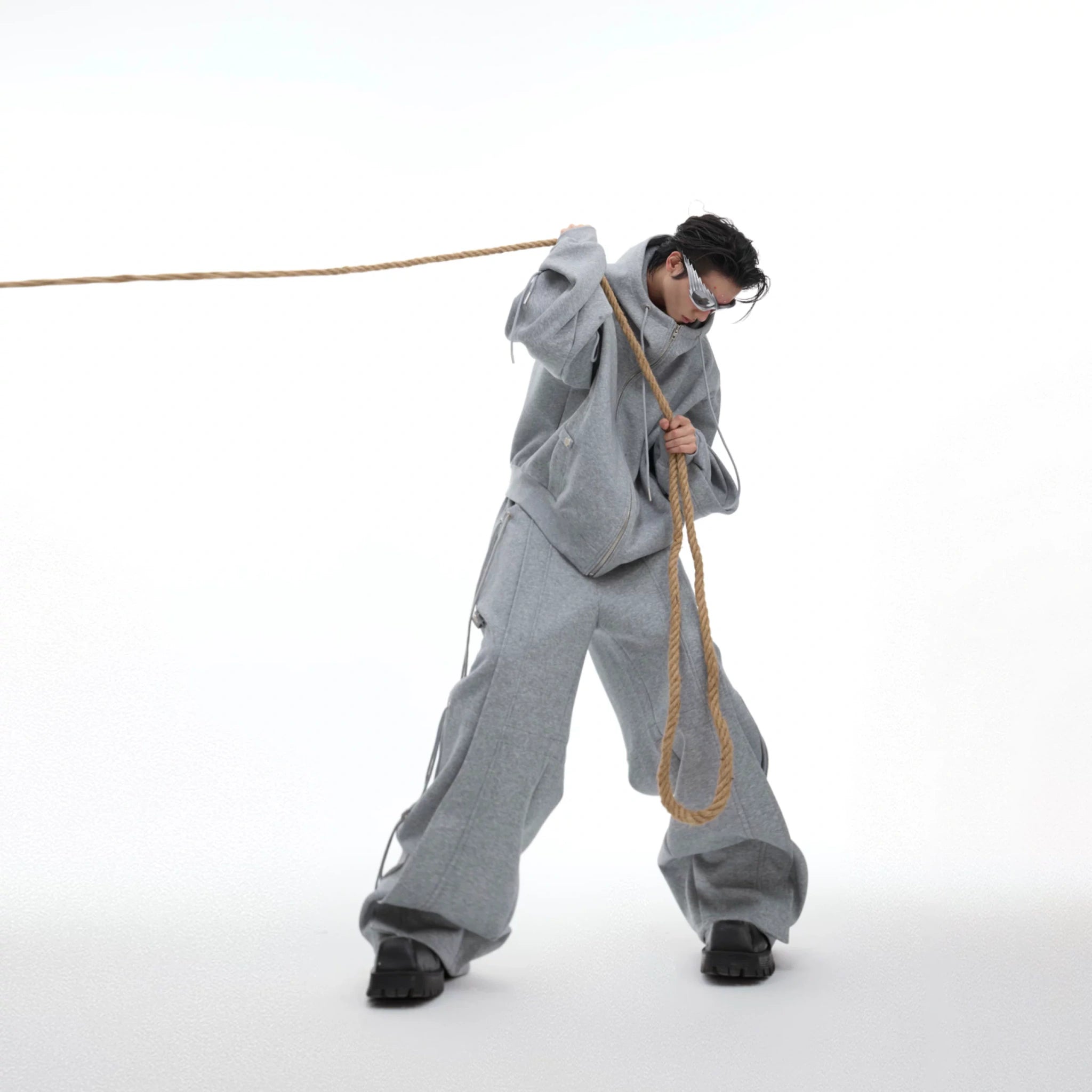 Deconstructed Wide-Leg Drawstring Pants | Fall Streetwear - main image 5