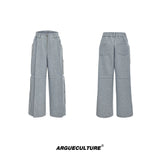 Deconstructed Wide-Leg Drawstring Pants | Fall Streetwear - Gray Pants