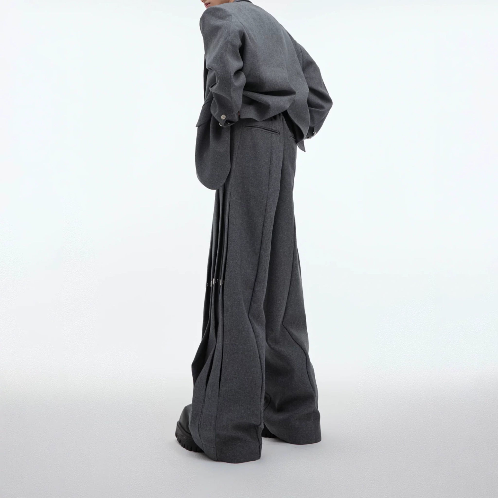 Deconstructed Pleated Wide-Leg Trousers | Relaxed Fit - main image 2